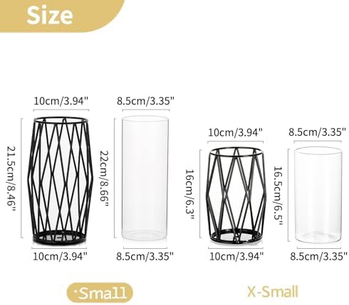 NUPTIO Black Geometric Hurricane Glass Candle Holder, 1 Piece - Image 2