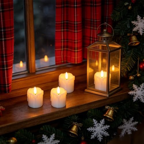 White Flameless Votive Candles Battery Operated with Remote Timer - Image 4