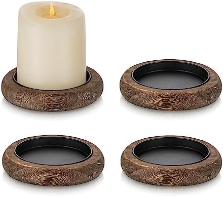 Romadedi Whitewashed Wood Candle Holder Tray, Pack of 4 by ROMADEDI