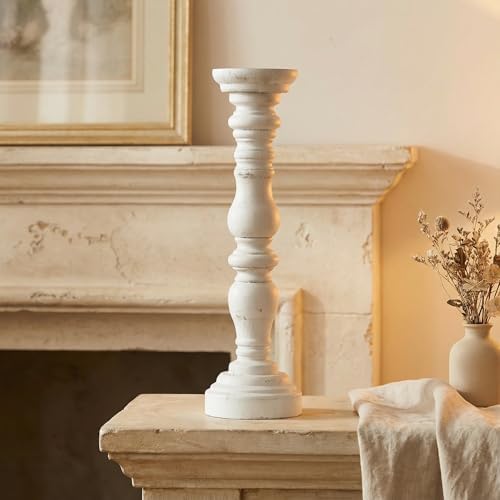 SOFE Farmhouse Wooden Pillar Candle Holders, 16" Tall Handmade Distressed by SOFE