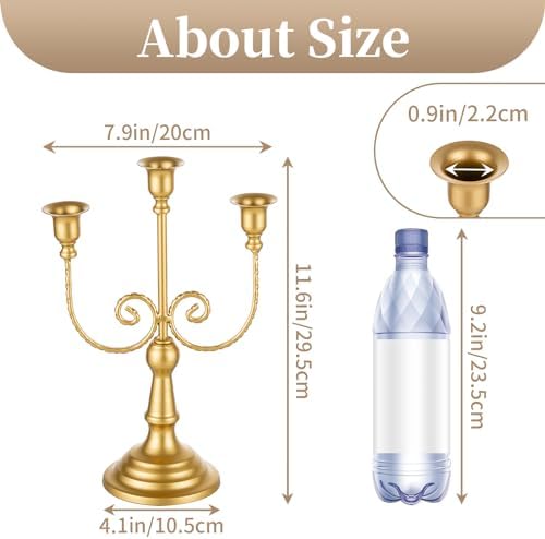Sziqiqi Gold Candelabra Candle Holders for Wedding Christmas, 3 Arms - Image 6