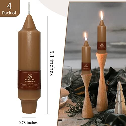 4 PCS Short Taper Candles Brown Candle Tapers Candle Sticks 5 inch for Dinner Household Wedding Party Home Décor Candles - Image 3