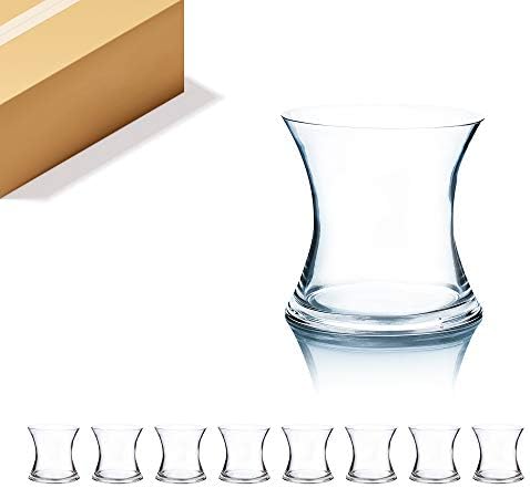 WGV Unique Bouquet Vase Bulk, 7" W, 7" H, Clear Short Hurricane Concaved Neiman Glass Floral Container, Home Wedding Event Decor, 8 Pieces (VHV0707) by WGVInternational-OpusGlassware