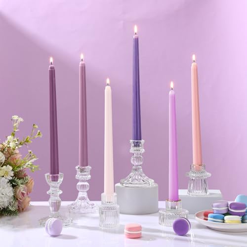 Nuanchu 16 Pcs Taper Candles, 10 Inch Tapered Smokeless, Gradient Purple - Image 6