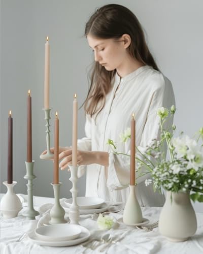 Candlesticks Brown Taper Candles 10.5 inch Dripless Tapered Candles Ideal as Dinner Candles Smokeless and Unscented Long Burning,Set of 12 - Image 2