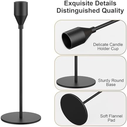 NLBTW Black Candlestick Holders, Set of 3 Tall Metal Taper Candle Holder - Image 3