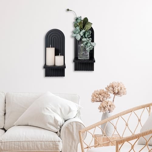 Yorkmills Sconces Wall Decor Set of 2, Wall Candle Holder Black Wall Art - Image 3