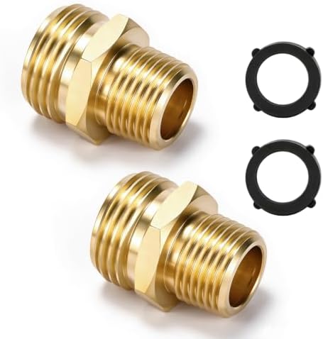2 Pcs 3/4" GHT Male x 1/2" NPT Male Connector - Brass Garden Hose Adapter by WVIOUOPU
