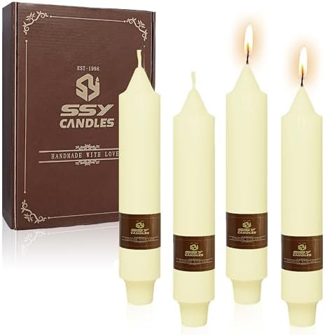 Ivory Taper Candle Candle Sticks, 7 Inch Mini Pillar Candles, 4PCS Handmade Unscenteds Candlesticks for Festive, Party, Spell, Wedding, Home Decor by FCMSHAMD