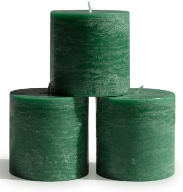 CANDWAX 3x3 Inch Grass Green Pillar Candles Set of 3 - Rustic Unscented No Drip Grass Green Candles for Special Occasions, Weddings, Centerpieces, Home Décor, Party Decorations by CANDWAX