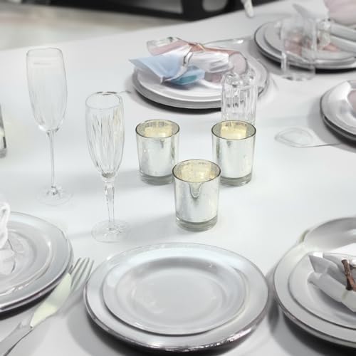 WGV Silver Speckled Tea Light Votive Candle Holder 2.2x2.75, Small Tiny Utility Cylinder Mercury Glass Vase, Home Accent Decor, 24 Pieces - Image 4