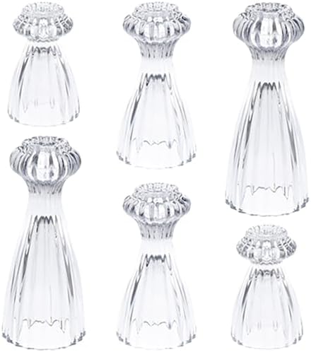 Lysenn Glass Candlestick Holders, Taper Candle Holders Set of 6, Clear by Lysenn