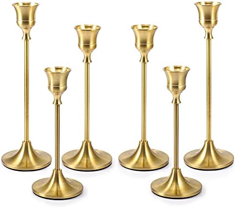 Candlestick Holders Taper Candle Holders - Gold Candlestick Holder Set of 6 Candle Stick Holders kit Classic Decorative Candle Stick for Christmas, Wedding, Party, Dinner Tables,Home Décor by BochinoBringsNewLifeStyle