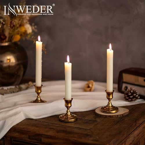 Gold Candlestick Holders Vintage: Taper Candle Holder Set of 2 - Image 3