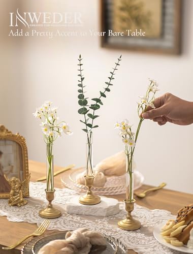 Bud Vases with Candlestick Holders: Set of 6 Clear Glass Vase Bulk - Image 5