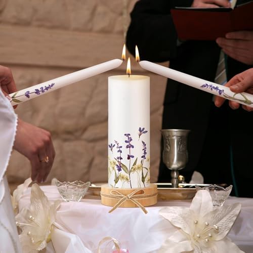 Irenare Unity Candles for Wedding Ceremony with Holder,Flower - Image 6