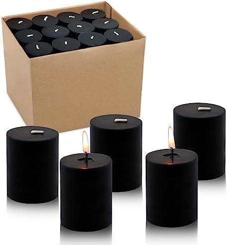 2.0 inch Black Votive Candles, 24 Packs Unscented Small Dripless Wax Candles for Halloween Wedding, Party, Holiday & Home Decor, 12 Hour Burning by Unknown