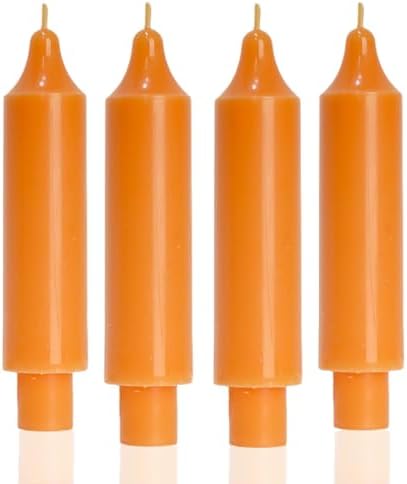 MAITREYA Orange Taper Candle Short Candlesticks Dripless Dinner Candle for Wedding Party Decoration Home Dinner,6.5inch,4 Pack by MAITREYA