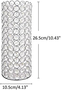 LoveCat Silver Crystal Candle Holders - Hollow Bling Crystal Vases, 10.4" Tall Cylinder Vases for Centerpieces, Elegant Metal Hurricane Candlestick Holders for Event Party Wedding Home Decor (8pcs) - Image 5