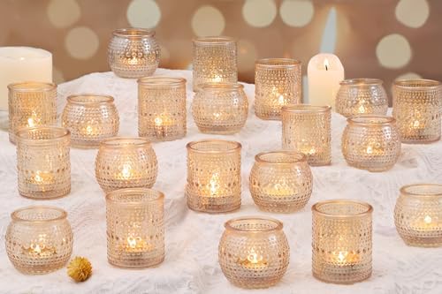 40 Pcs Gold Candle Holders Bulk- Gold Centerpieces for Tables, Assorted Tealight Candle Holders for Wedding Shower, Bridal Shower, Rehearsal Dinner, Engagement, Birthday Party Decorations by LAMORGIFT