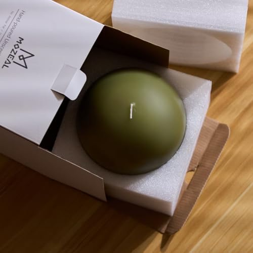 MOZEAL Hand-Poured, 6 Inch Olive Green Large Round Ball Candles - Elegant Olive Green Round Pillar Candles, Dripless, Unscented, Smokeless, Ideal for Autumn Gatherings. - Image 6