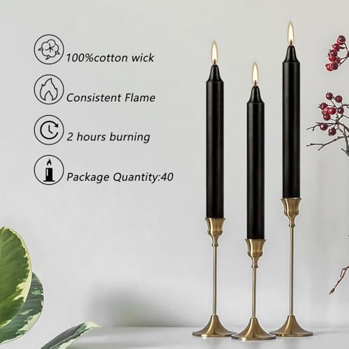 40-Pack of 4-Inch Black Taper Candles - Smokeless, Long-Burning (1.5 Hours Each) - Ideal for Dinners, Parties, Ceremonies, and Shabbat Observances - Image 5