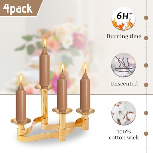 5 Inch Light Brown Unscented Short Taper Candles 4 Pcs - Image 4