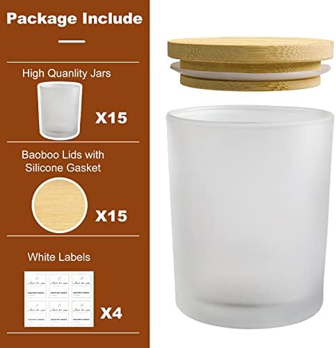 CONNOO 15 Pack 7 OZ Frosted Empty Candle Jars with Bamboo Lids - Image 3