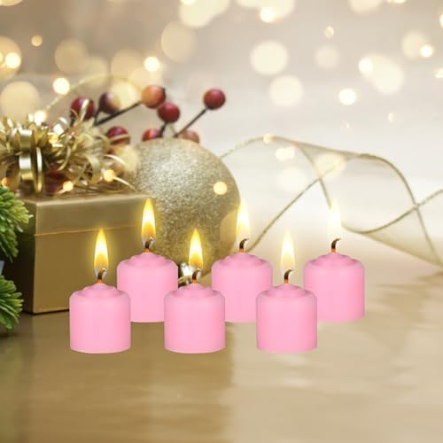 Mega Candles 12 pcs Unscented Pink Votive Candles, Hand Poured Wax Candle 10 Hours 1.38 Inch x 1.5 Inch, Home Décor, Wedding Receptions, Centerpieces, Occasions, Events, Festivities, Meditations - Image 4