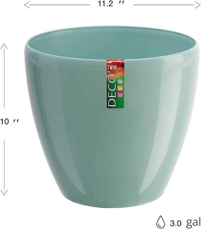 DECOPOTS - 3 Pack Self Watering Planter - Indoor/Outdoor Decorative Flower Pot with Drainage Cartridge and Water Level Indicator (11.2", Transparent)