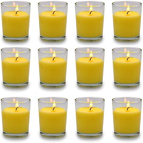 Small Citronella Candles Outdoor and Indoor Soy Wax Votive Candles for Party Dinner and Camping - 12 Hours Burn Time, Set of 12 by SCEN
