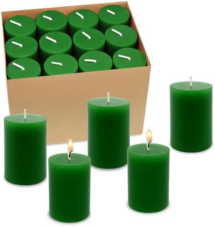 12 Hours Green Votive Candles, 2.0 Inch Unscented Wax Candles for Wedding, Party, Holiday & Home, 24 Packs by Unknown