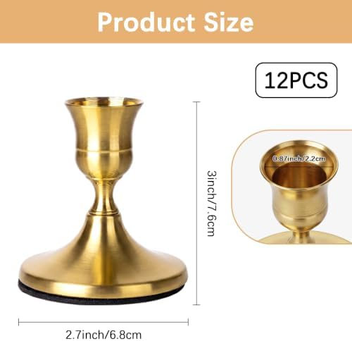 12 Pcs Vintage Gold Taper Candle Holders,Vintage Gold Candlestick Holders - Image 3