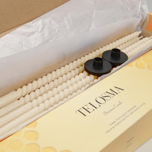 1/2 Inch Skinny Spiral Beeswax Taper Candles - 15 inch Tall Thin, 16-Pack - Image 2