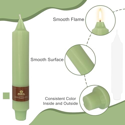 Unscented Taper Candles 7 in Small Candlesticks Light Green Candles 4 Pack for Dinner Household Wedding Party Home Décor - Image 3