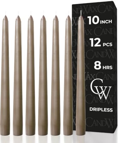 CANDWAX 10 Inch Taper Candles Sand Decor Unscented Candle Sticks 12 Pack by CANDWAX