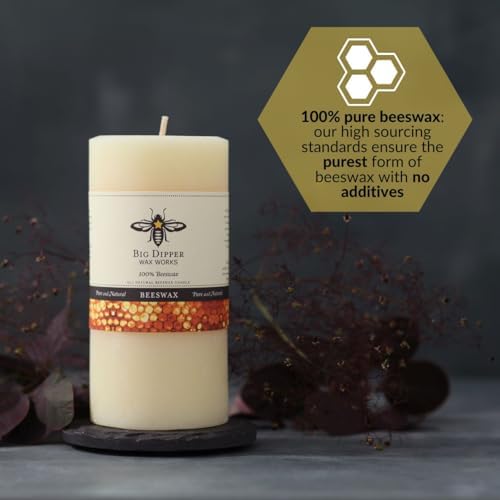 Big Dipper Wax Works 100% Beeswax Pillar Candle, 3 x 6 in, Ivory - Image 3