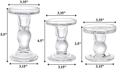 Okllen Set of 6 Glass Candle Holders, Clear Pillar Taper Candlestick Crystal Tealight Candle Holder Stand for Dinner Table, Wedding Centerpieces, Living Room, Home Decor - Image 2