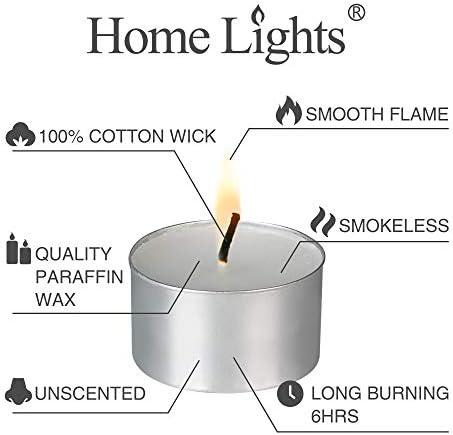 HomeLights Unscented White Tealight Candles -100 Pack, 6 to 7 Hour Burn Time Smokeless, Mini Votive Paraffin Candles with Cotton Wicks for Shabbat, Weddings, Christmas, Home Decor - Image 3