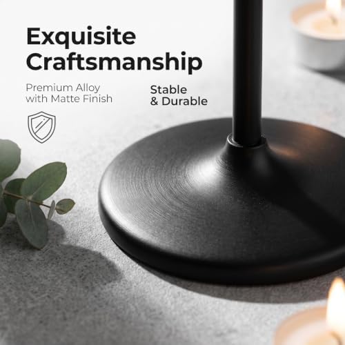 12 Pcs Black Candlestick Holders, Vintage Metal Candle Holders Taper Candle Stands, Tall Black Brass Tapered Candle Holder for Wedding Tables Centerpieces Decor - Image 2