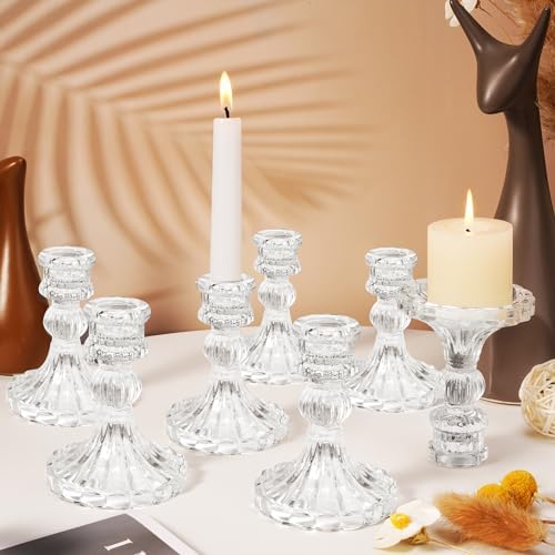 Maxcheck Set of 6 Glass Taper Candle Holders,Clear by Maxcheck