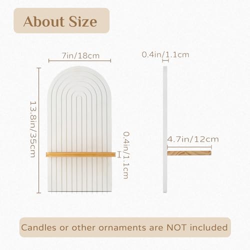 Boho Wall Candle Holder Set of 2 with White Arched 3D Design - Image 3