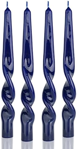 MAITREYA Navy Spiral Taper Candles-Set of 4 for Decoration Weddings Party Church-Unscented Dripless Candles,10inch(Navy-B) by MAITREYA