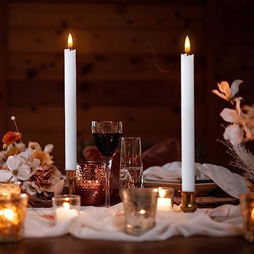 White Flameless LED Taper Candles Battery Operated with 6H Timer - Image 2