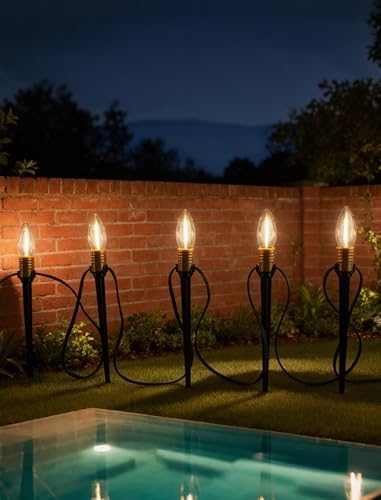 25 Pack Outdoor Lights Plug in, 38.5FT Outdoor Pathway Lighting with Heavy Duty Stakes, Waterproof Landscape Lights for Yard, Garden, Walkway, Driveway, Patio, Christmas Decorations​ - Image 6