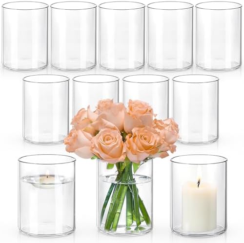 UPBUD 5 Inch Glass Cylinder Vases for Centerpieces, Floating Candle Vases by UPBUD