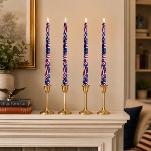 Floral Taper Candle Dripless Candlesticks - Gedengni 4pcs Handmade USA Flag Candles Long Candle Sticks 10inch Smokeless Tapered Candles for Home Party Wedding Dinner,8-Flag - Image 2