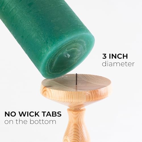 CANDWAX 3x3 Inch Green Pillar Candles Set of 3 - Rustic Unscented No Drip Green Candles for Weddings, Centerpieces, Home Décor, Christmas Decorations - Image 2