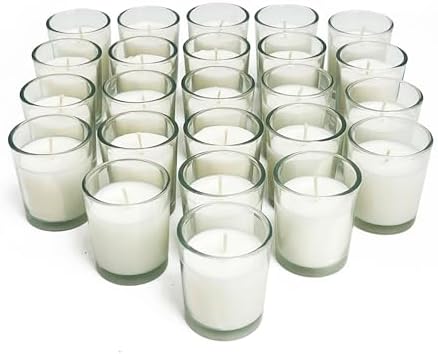 Simply Soson Peppermint Votive Candle Set of 24 Bulk White Scented by SimplySoson