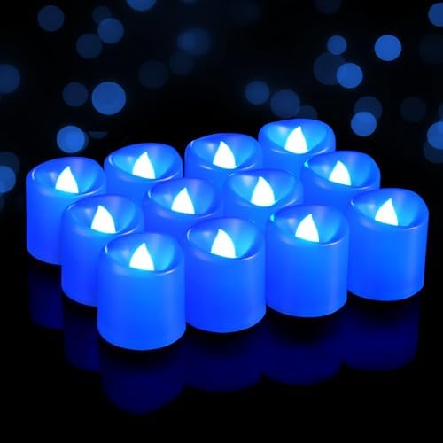5plots 24Pack Blue Flameless Votive Candles, Fake Electric Candles by 5Plots
